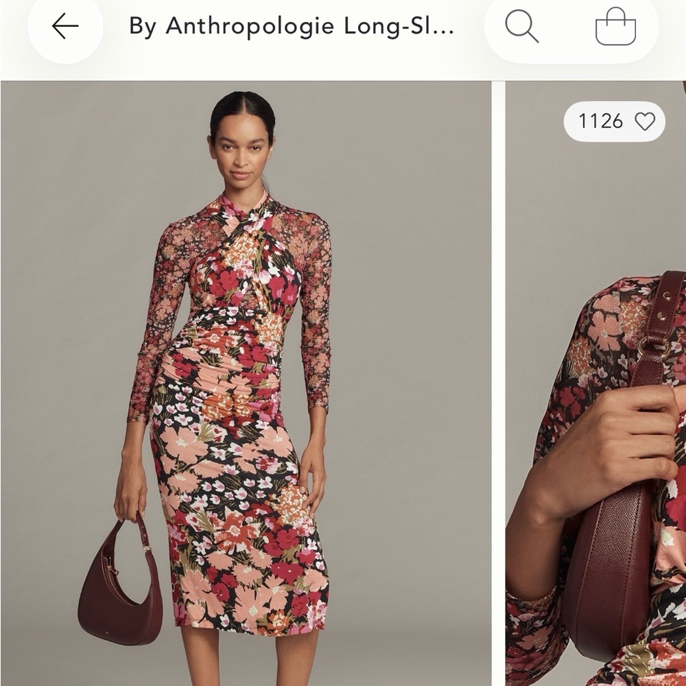 Anthropologie Long-Sleeve Halter
Mesh Midi Dress, NWT